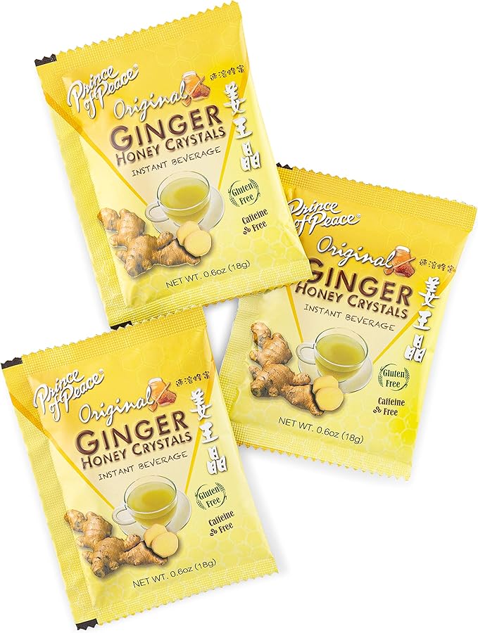 Prince of Peace Instant Lemon Ginger Honey Crystals, 30 Sachets – Instant Hot or Cold Beverage – Easy to Brew Ginger and Honey Crystals